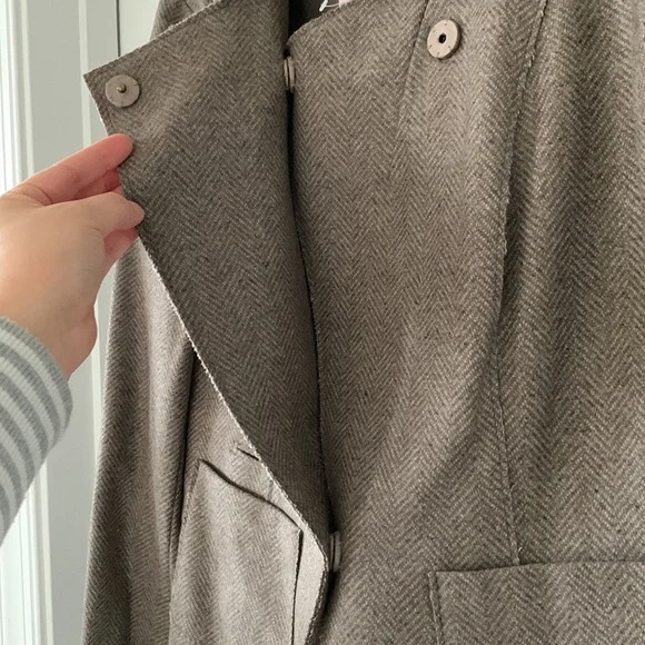 NWT BANANA REPUBLIC Wool Blend Herringbone Ruffles Asymmetrical Jacket Size 8P